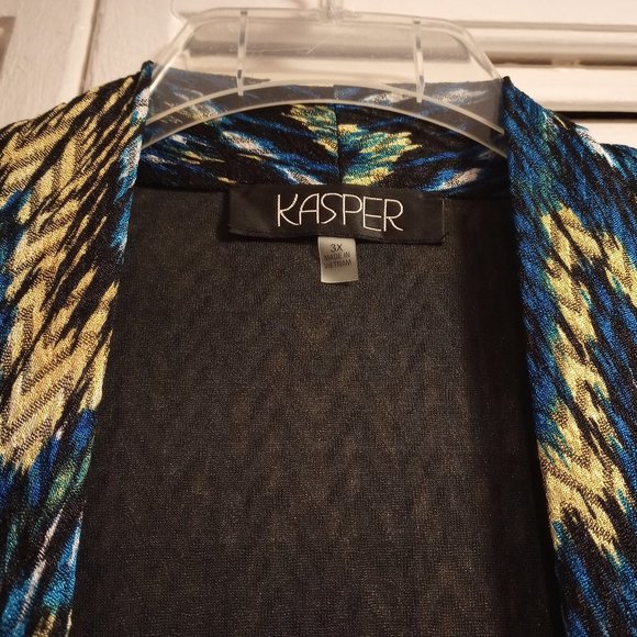 Like New Kasper 3/4-Sleeve Open-Front Printed-Knit Cardigan, Size 3X - Picture 4 of 6